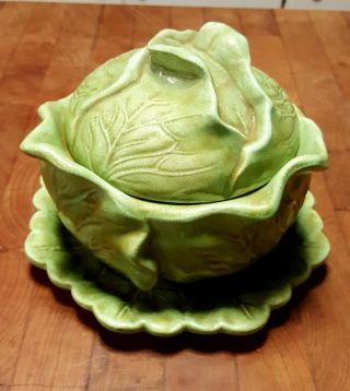 Vintage Cabbage Mold Tureen bowl w lid and underplate,  Salt & Pepper,  & 3 bowls 5