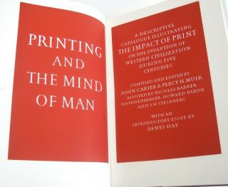 Printing and the Mind of Man 1967 1st UK Book Collecting,  Bibliophilia NF in DJ 2