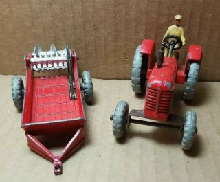 Vintage Dinky Toys Meccano Massey Harris Tractor & Manure Spreader 4