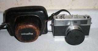 Vintage Camera,  Minolta Easy Flash,  Hi - Matic 9,  45mm & Leather Case,  Lens Cover