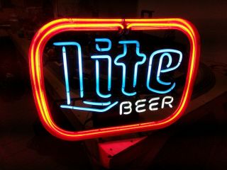 Vintage Miller Lite Beer Neon Light 21x16 Vivid Color