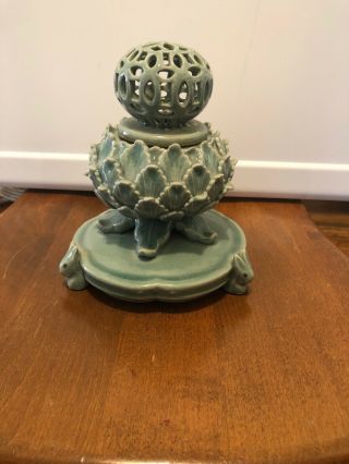 Vintage Asian,  Japanese Incense Burner Ceramic Fragrance Holder,  Signed