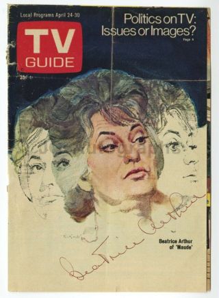 Bea Arthur - American Actress,  Comedian - Autographed Vintage Tv Guide Cover