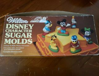 Wilton Disney Character Sugar Molds Six Molds Mickey Mouse 1972 Vtg