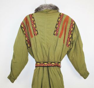 Vintage Ladies HEAD Khaki Green Nylon 1 Piece Snowsuit Snowboard Ski Suit Sz 10 5