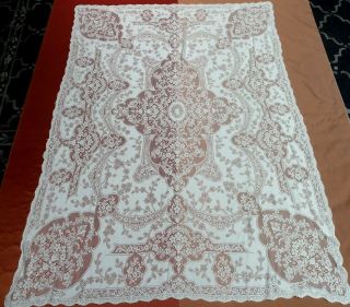 Vintage Quaker Lace Tablecloth Color Ecru (light Ivory) 84” X 54”