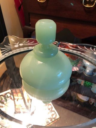 Vintage Squat Jadeite Green Perfume Bottle With Stopper