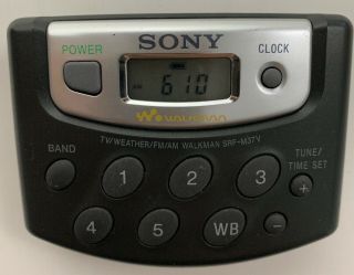 Vintage Sony Walkman Srf - M37v Black Tv/weather/am/fm Radio Player &