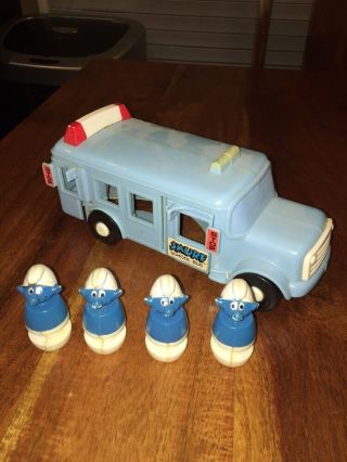 Vintage Illco Smurf School Bus From 1982 By Peyo W 4 Smurfs (cn)