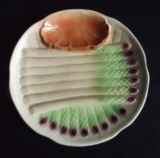 Fabulous Vintage Sarreguemines Majolica Asperagus Plate