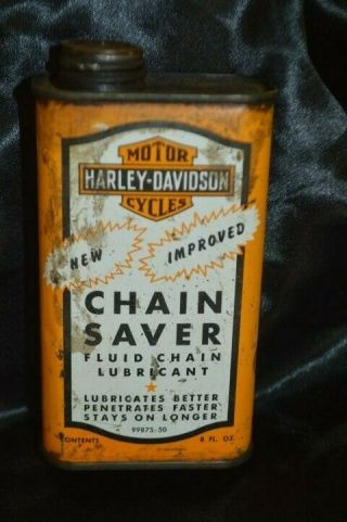 Vintage Harley Davidson Chain Saver Tin Metal Can Empty Advertising 50s 8oz