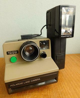 Vintage Polaroid 1500 Land Camera With Polatronic Flash Module C1977