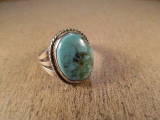 Vintage Sterling Silver & Turquoise Ring,  Unsigned,  Size 7.  25,  4.  6g