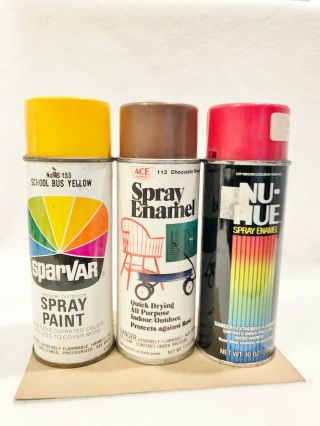3 Vintage Spray Paint Can - Sparvar,  Nu - Hue,  Ace Hardware - Collectors Item
