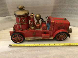 Vintage Trade Mark Modern Toys Japan Tin Litho Toy Fire Truck F.  D.  No 7
