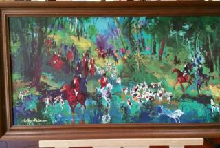 Vintage 1967 Hunt Of The Unicorn By Leroy Neiman Canvas Transfer Foxhound Horses