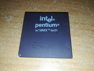 Intel Pentium Mmx,  A80503166 Sl27k,  Vintage Cpu,  Gold,