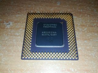 Intel Pentium MMX,  A80503166 SL27K,  Vintage CPU,  GOLD, 2
