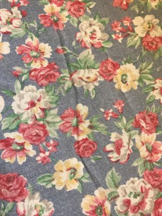 Vintage Ralph Lauren Elisa Hope Blue Floral King Bed Flat Sheet Usa Blue Label