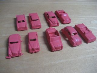 9 Vintage Mpc Pink Rubber Toy Cars Studebaker Mercury Nash