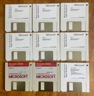 Microsoft Software For Vintage Macintosh (basic,  Excel,  On Floppy)