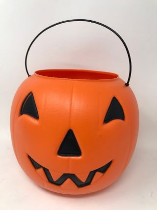 Vtg Halloween Pumpkin Jack O Lantern Bucket General Foam Plastics Norfolk Va
