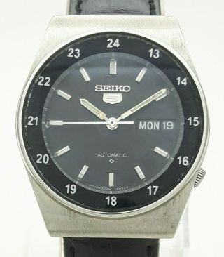 Vintage Seiko 5 Japan Automatic 17j Cal 6309 Railway Time Steel Men Wrist Watch