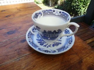 Vintage Duchess Bone China Willow Blue & White Cup And Saucer