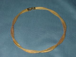 Vintage Grosse Germany Gold Tone Mesh Double Choker Collar Necklace