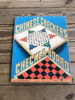 Vintage Milton Bradley Chinese Checkers Wood Frame Board Game 4751a With Marbles