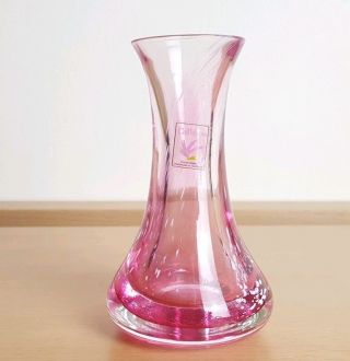 Vintage Caithness Pink Glass Vase Flecked Art Flower Posy Bud Scotland Gift