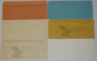 Six (6) Vintage 1960 - 1970s Ibm Rare Computer Data Key Punch Cards Vintage Ww