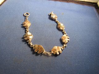 Vintage Sterling Silver 7 Inlay Stones Bear Native American Link Bracelet
