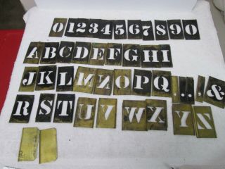 Vintage 3 " Brass Alphabet Letter & Numbers Punctuation Interlocking Stencils