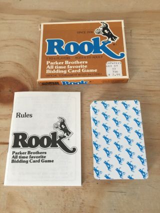 Vintage 1978 Rook Playing Cards Parker Brothers Bidding Game Box & Rule Book