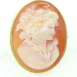 Vintage 800 Silver Ornate Cameo Brooch Pin Pendant Carved Shell Costume Jewelry