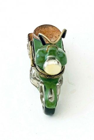Vintage Limoges,  Figural Hand Painted Trinket Box of a Motorcycle 5