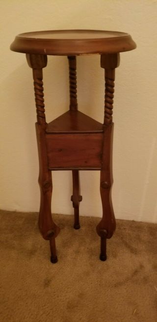 Vintage Council Craftsman Round Wood Pedestal Side Table