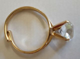 Vintage Sarah coventry gold plated diamante ring adjustable size,  signed. 2