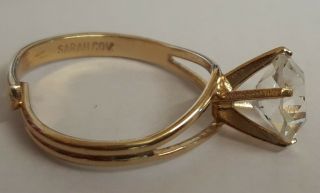 Vintage Sarah coventry gold plated diamante ring adjustable size,  signed. 3