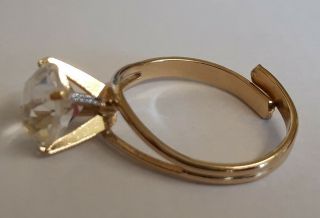 Vintage Sarah coventry gold plated diamante ring adjustable size,  signed. 4