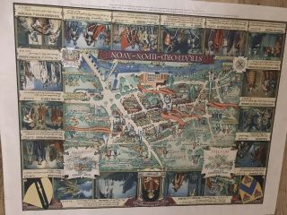 Vintage 50’s 60’s Shakespeare Stratford - Upon - Avon Tourist Pictorial Map