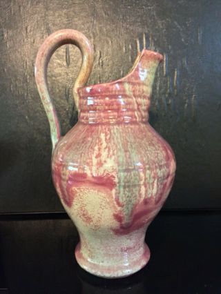 Great Smoky Mountains Pottery Vase Pitcher Pink & Green Vintage