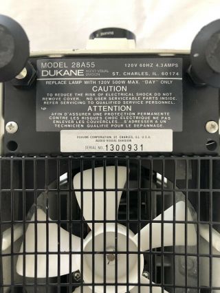 Dukane 500 Vintage Desktop Film Strip Presentation Projector Model 28A55 3