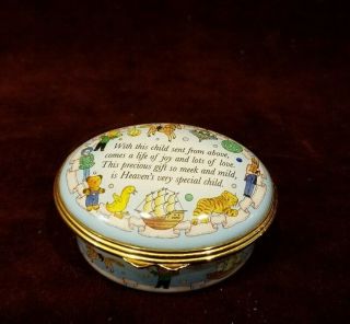 Vintage Halcyon Days Trinket Box " With This Child Sent From Above.  "