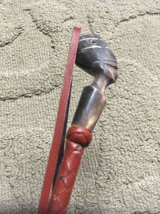 Vintage Leather Wrapped Egyptian Pharaoh,  Hand Carved Crop,  Hidden Dagger