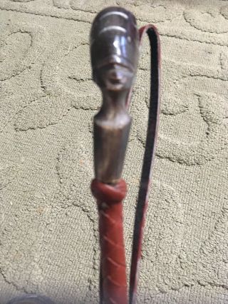 Vintage Leather Wrapped Egyptian Pharaoh,  Hand Carved Crop,  Hidden Dagger 7