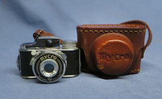 Vintage Sanwa Mycro Micro Mini Miniature Spy Camera W/leather Case Made In Japan