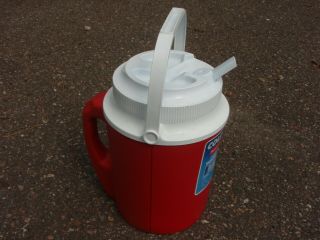 Vintage Rubbermaid / Gott Red Thermal 1 Gallon Water Cooler 1524 Two Handles