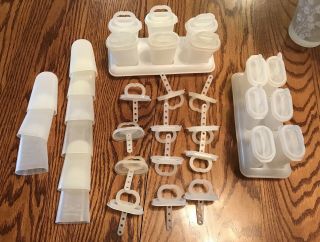 Vintage Tupperware Popsicle Makers Molds Set Of 12 Ice Tups W/ Trays,  9